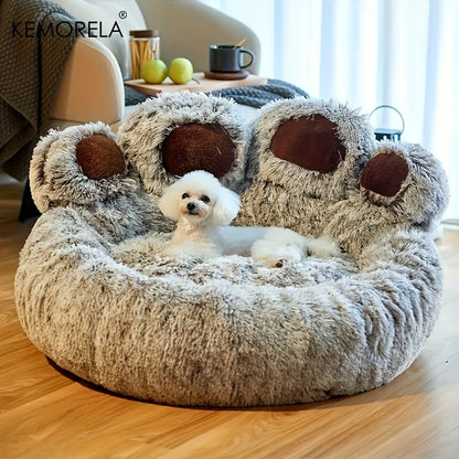 1pc Creative Bear PawShaped Pet Nest NonSlip Bottom Design Warm And Soft Cat Nest Suitable For Small Pet Cats And Dogs