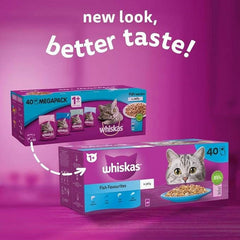 WHISKAS® Fish Favourites in Jelly 1+ Adult Wet Cat Food Pouches 12 x 85g|whiskas cat food - onestop Store