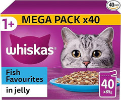 WHISKAS® Fish Favourites in Jelly 1+ Adult Wet Cat Food Pouches 12 x 85g|whiskas cat food - onestop Store